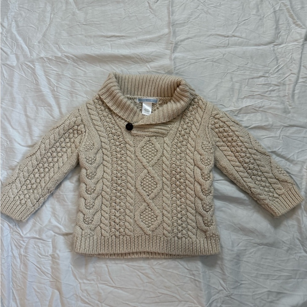 Janie and Jack Beige Cable Knit Turtleneck Sweater